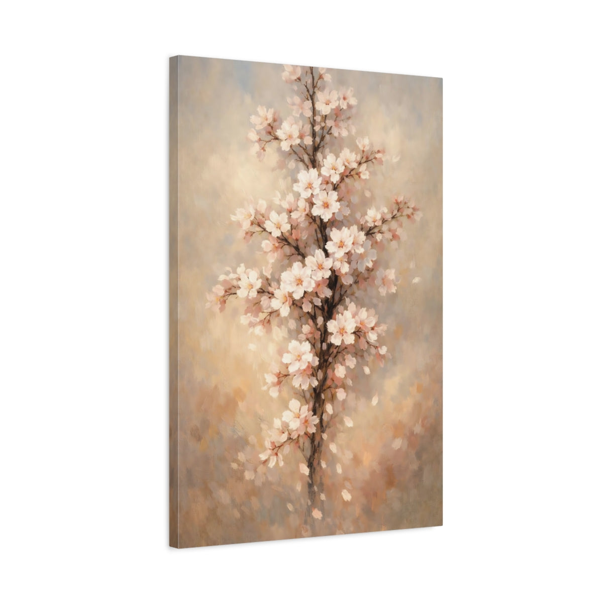 Side Mockup 2. Floral Cherry Blossoms Pink Blossoms shown as stretched canvas wall art