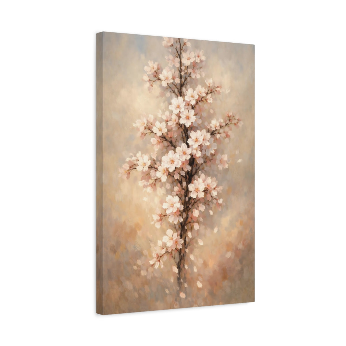 Side Mockup 3. Floral Cherry Blossoms Pink Blossoms shown as stretched canvas wall art