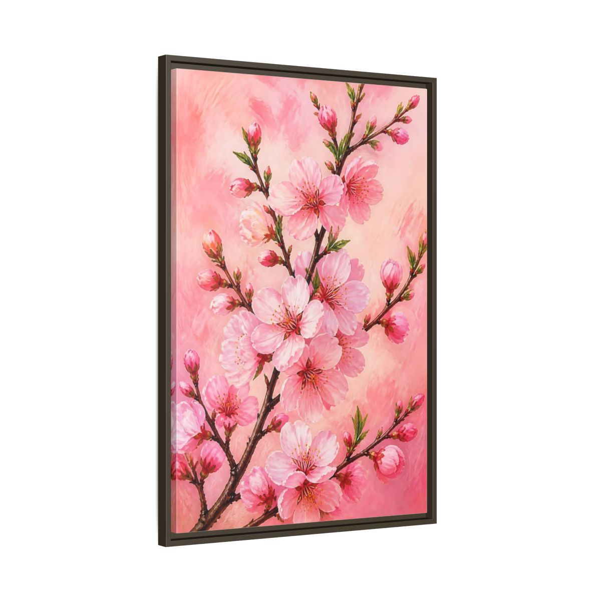 Main Mockup. Floral Cherry Blossoms Pink Floral shown as framed canvas print