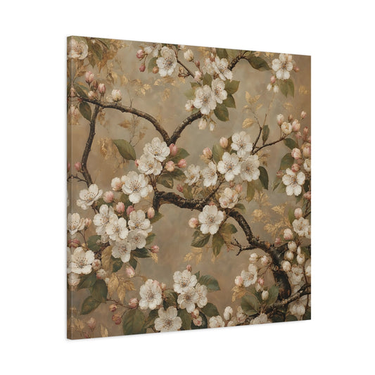 Main Mockup. Floral Cherry Blossoms Vintage Floral shown as stretched canvas wall art