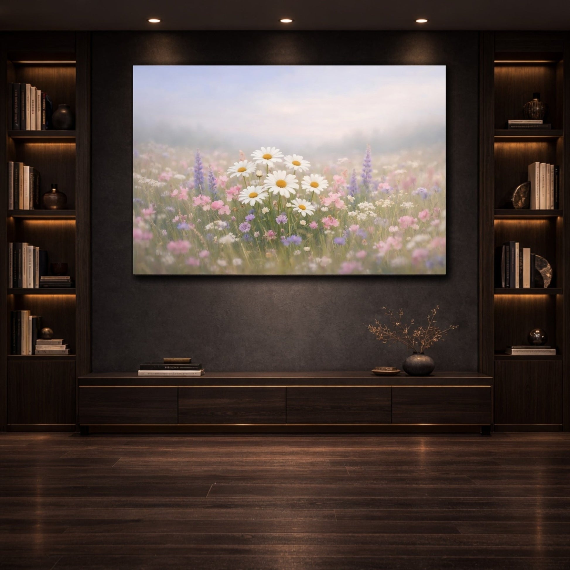 Floral Daisies Pastel - Canvas Wall Art Print - YesArtYes