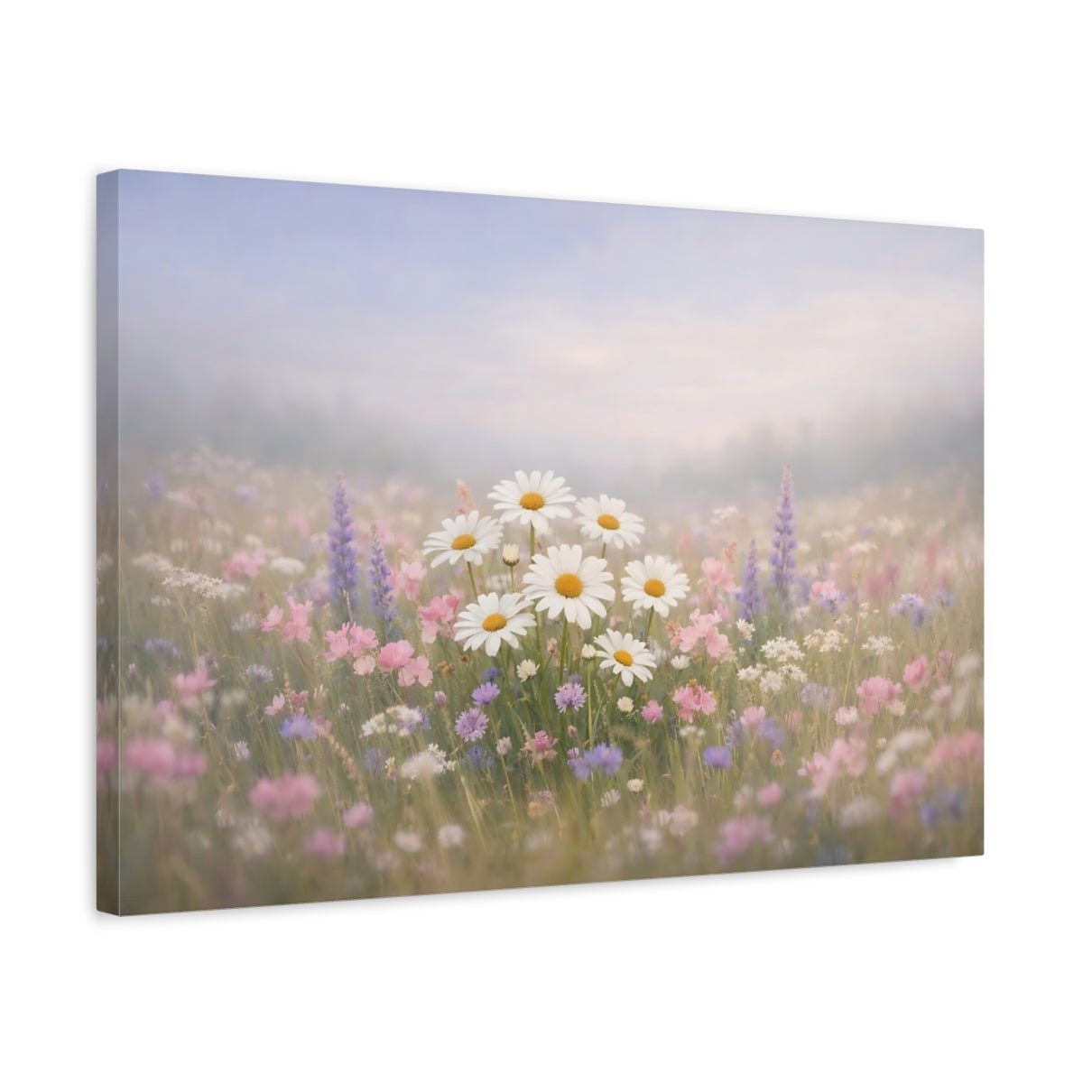 Floral Daisies Pastel - Canvas Wall Art Print - YesArtYes