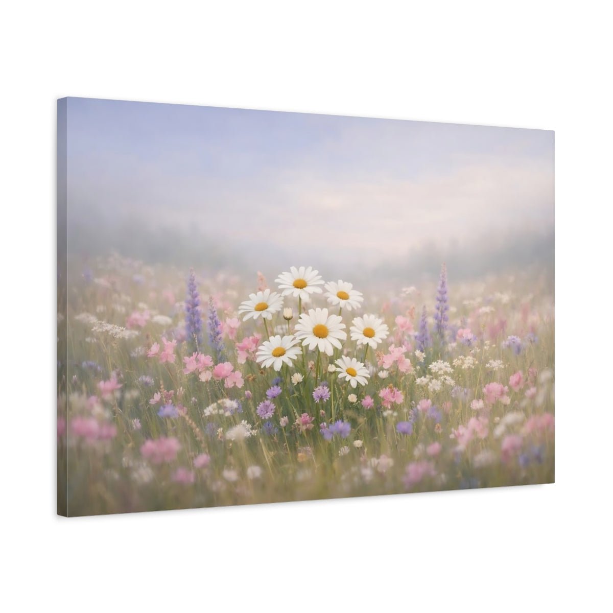Floral Daisies Pastel - Canvas Wall Art Print - YesArtYes