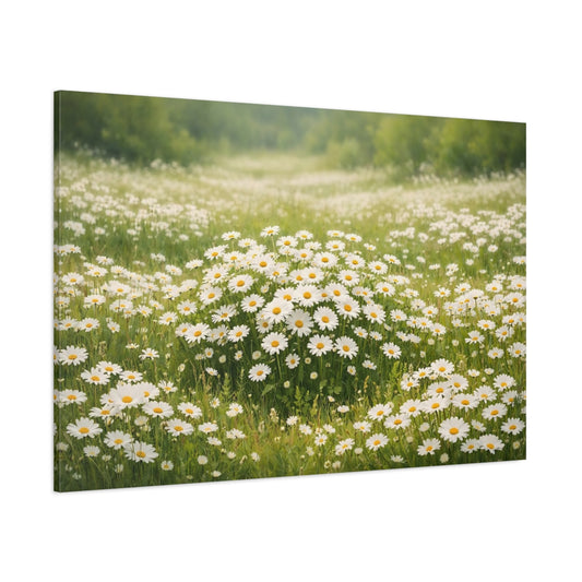 Main Mockup. Floral Daisies White Daisies shown as stretched canvas wall art