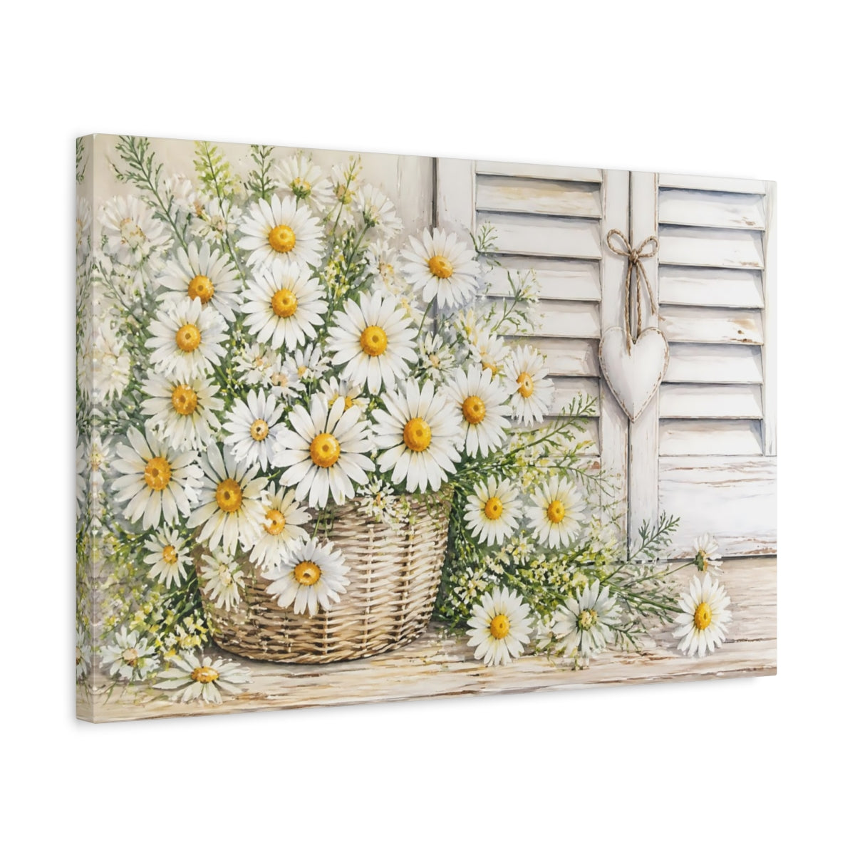 Side Mockup 3. Floral Daisy Basket shown as canvas print