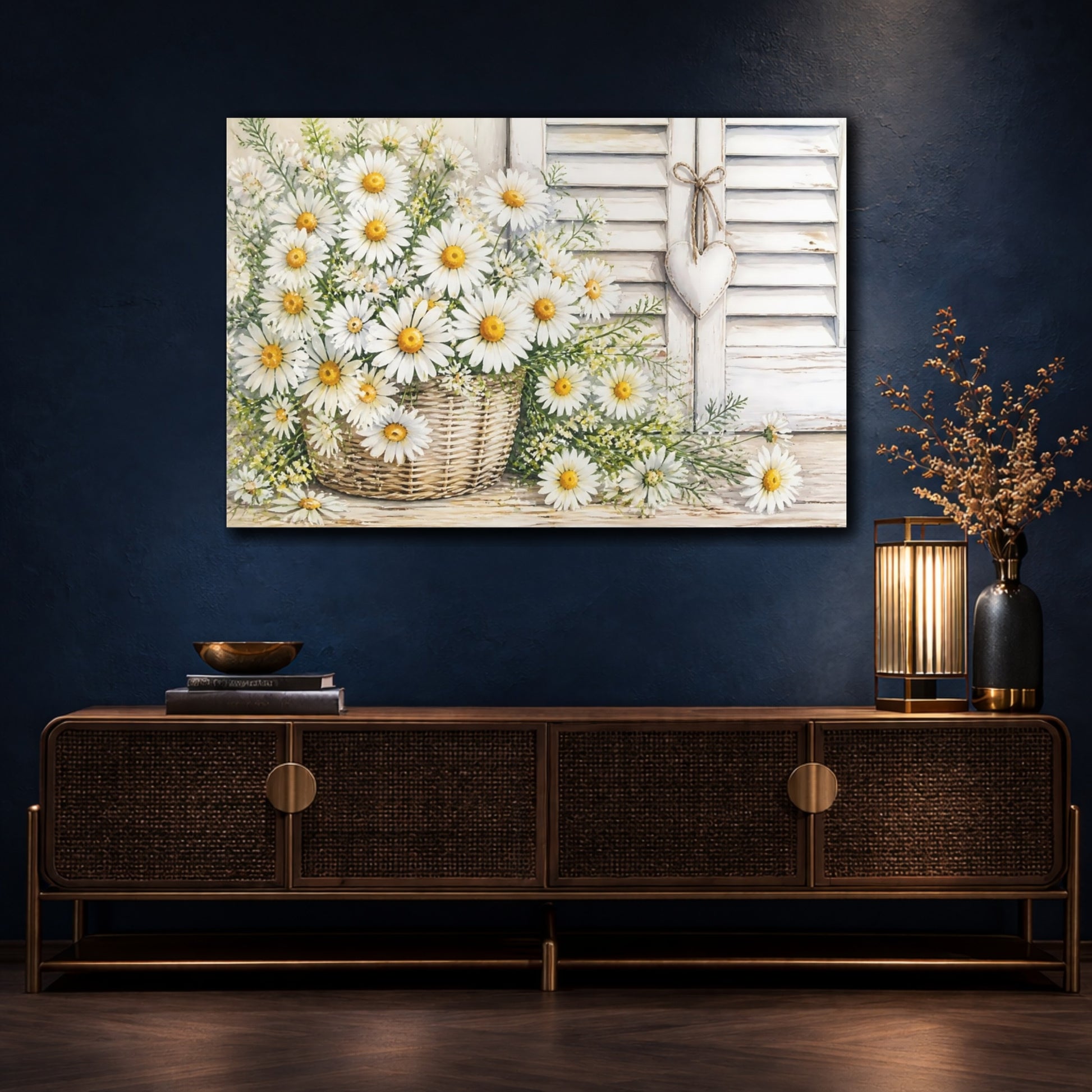 Mockup 4. Floral Daisy Basket shown as canvas print