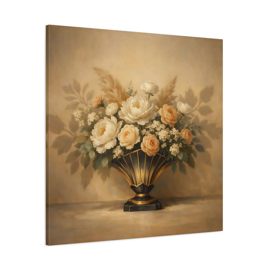 Main Mockup. Floral Floral Arrangement Cream Floral shown as stretched canvas wall art