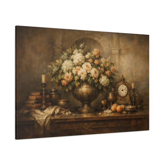 Main Mockup. Floral Floral Arrangement Earthy Tones shown as stretched canvas wall art