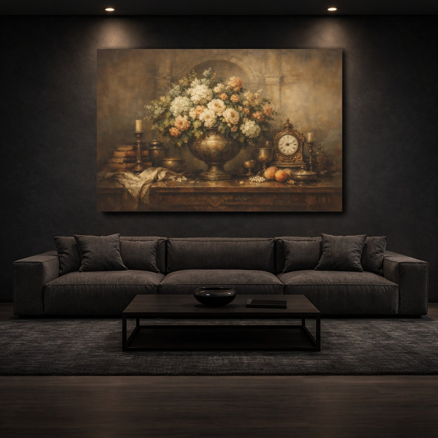 Mockup 2. Floral Floral Arrangement Earthy Tones shown as stretched canvas wall art