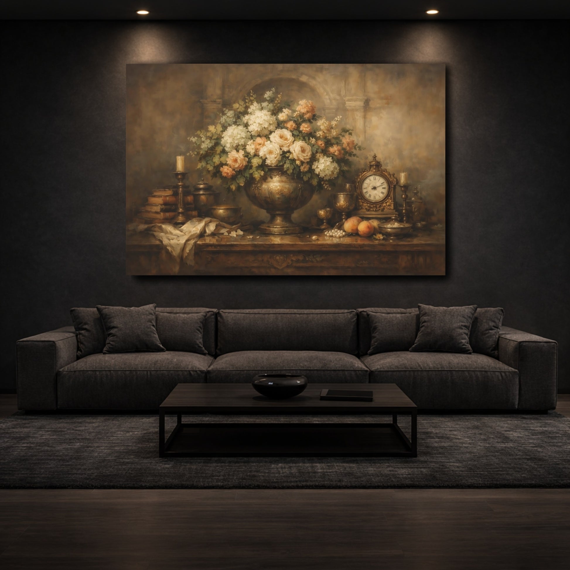 Mockup 2. Floral Floral Arrangement Earthy Tones shown as stretched canvas wall art