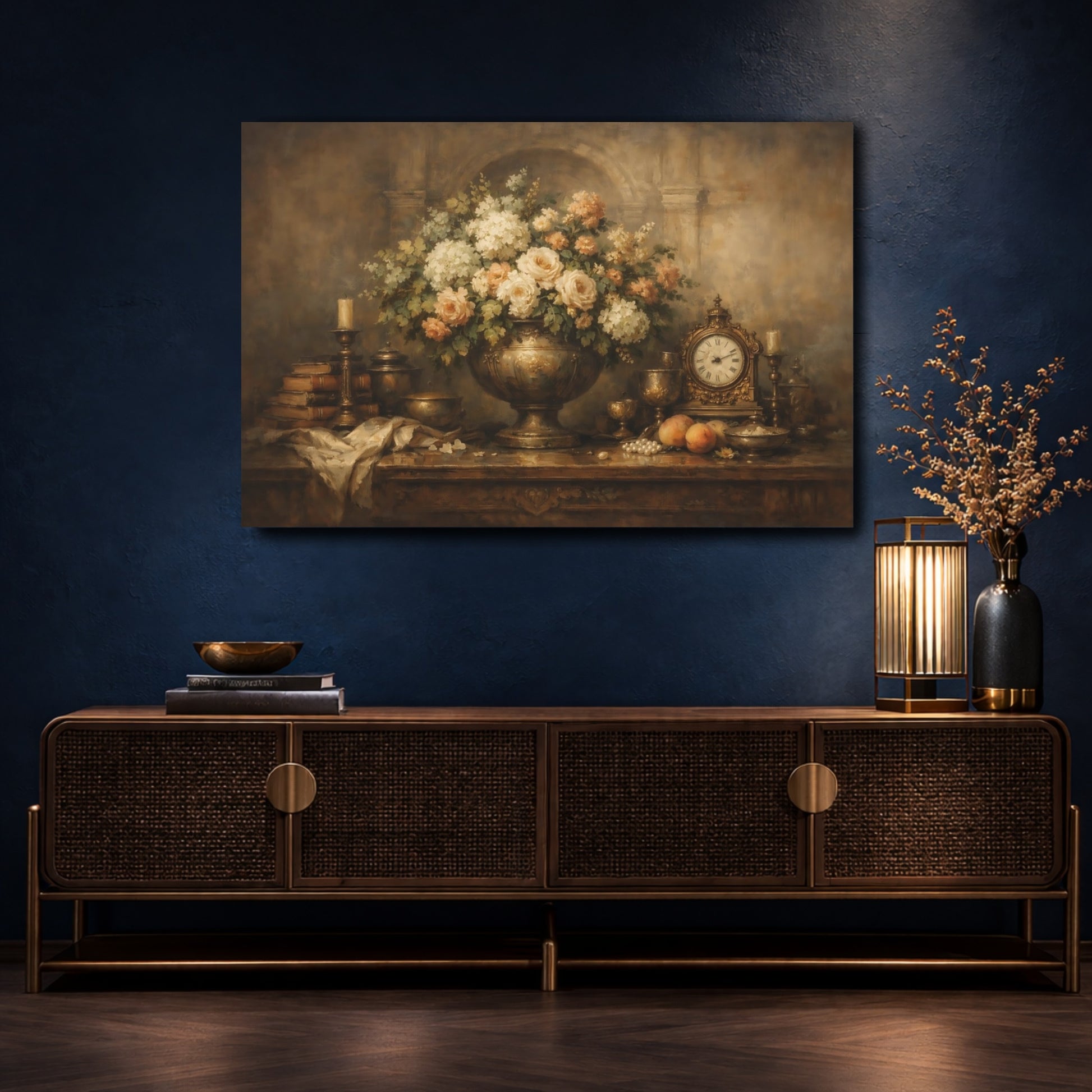 Mockup 4. Floral Floral Arrangement Earthy Tones shown as stretched canvas wall art