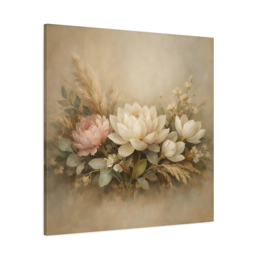 Main Mockup. Floral Floral Arrangement Neutral Floral Arrangement shown as stretched canvas wall art