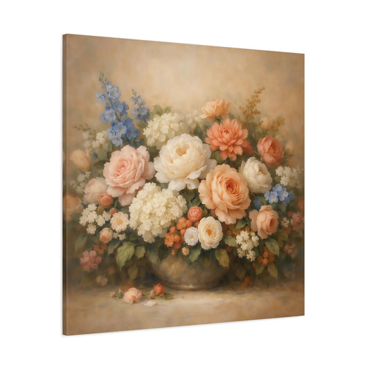 Main Mockup. Floral Floral Arrangement Pastel Floral shown as stretched canvas wall art