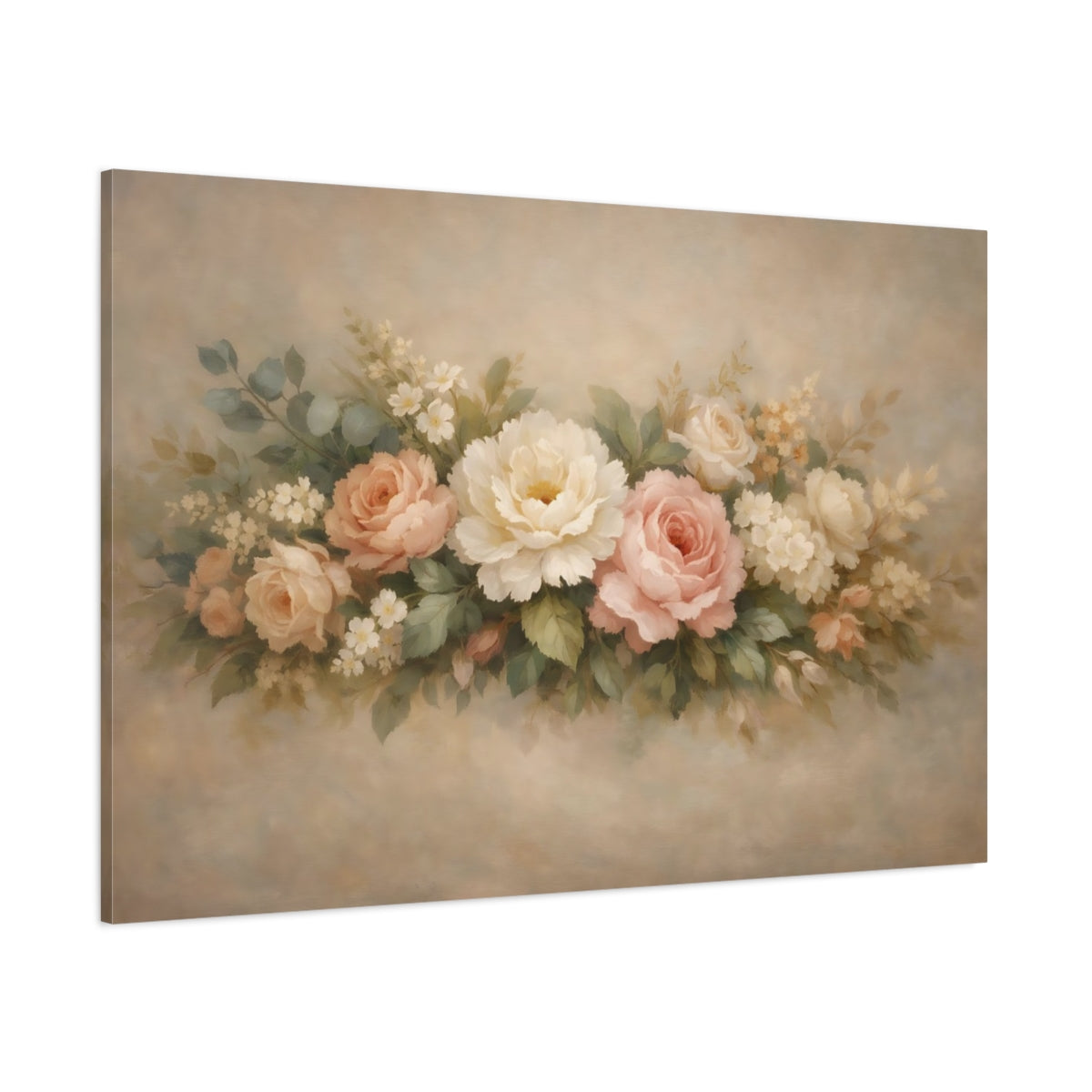 Main Mockup. Floral Floral Arrangement Pastel Floral shown as stretched canvas wall art