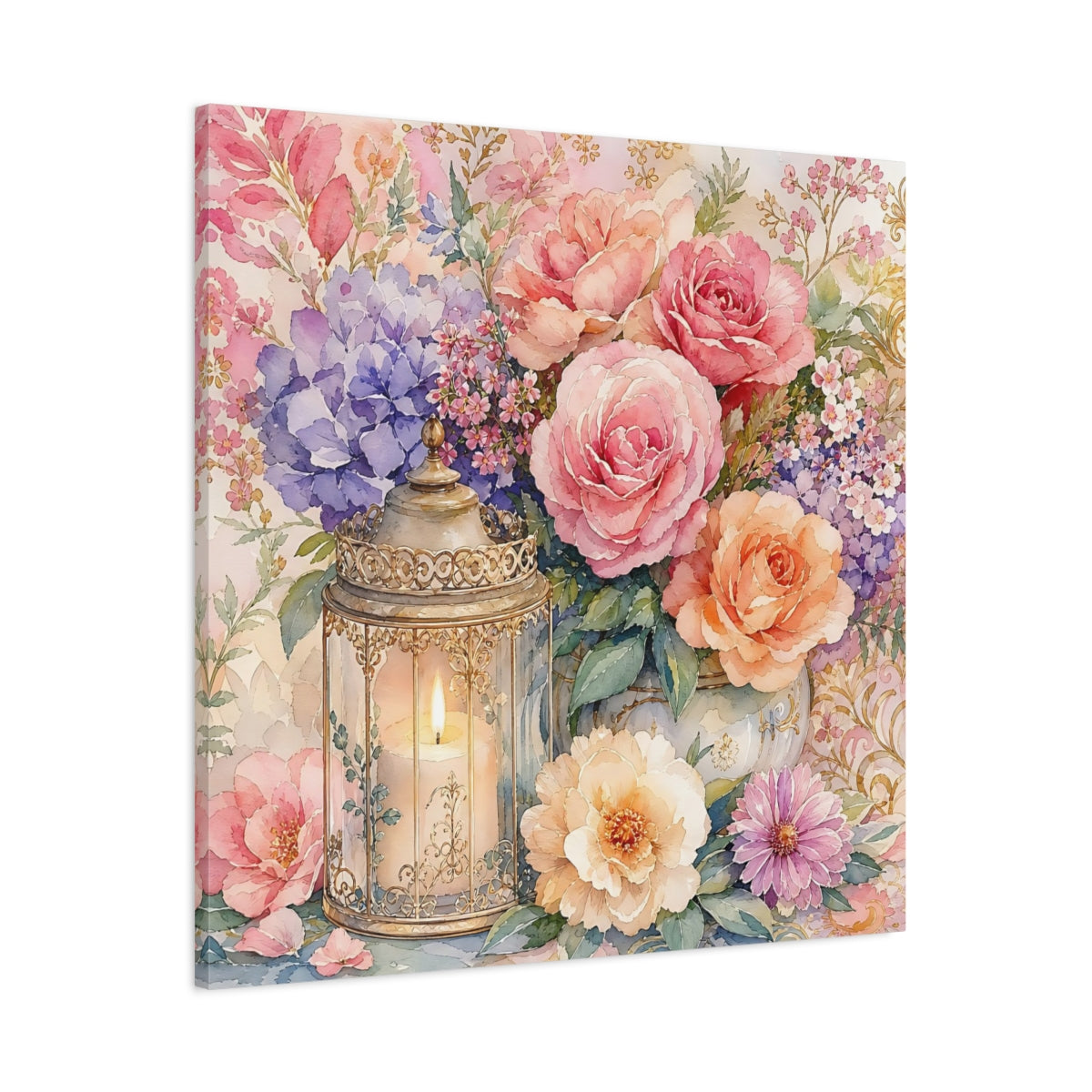 Main Mockup. Floral Floral Arrangement Pastel Floral shown as stretched canvas wall art