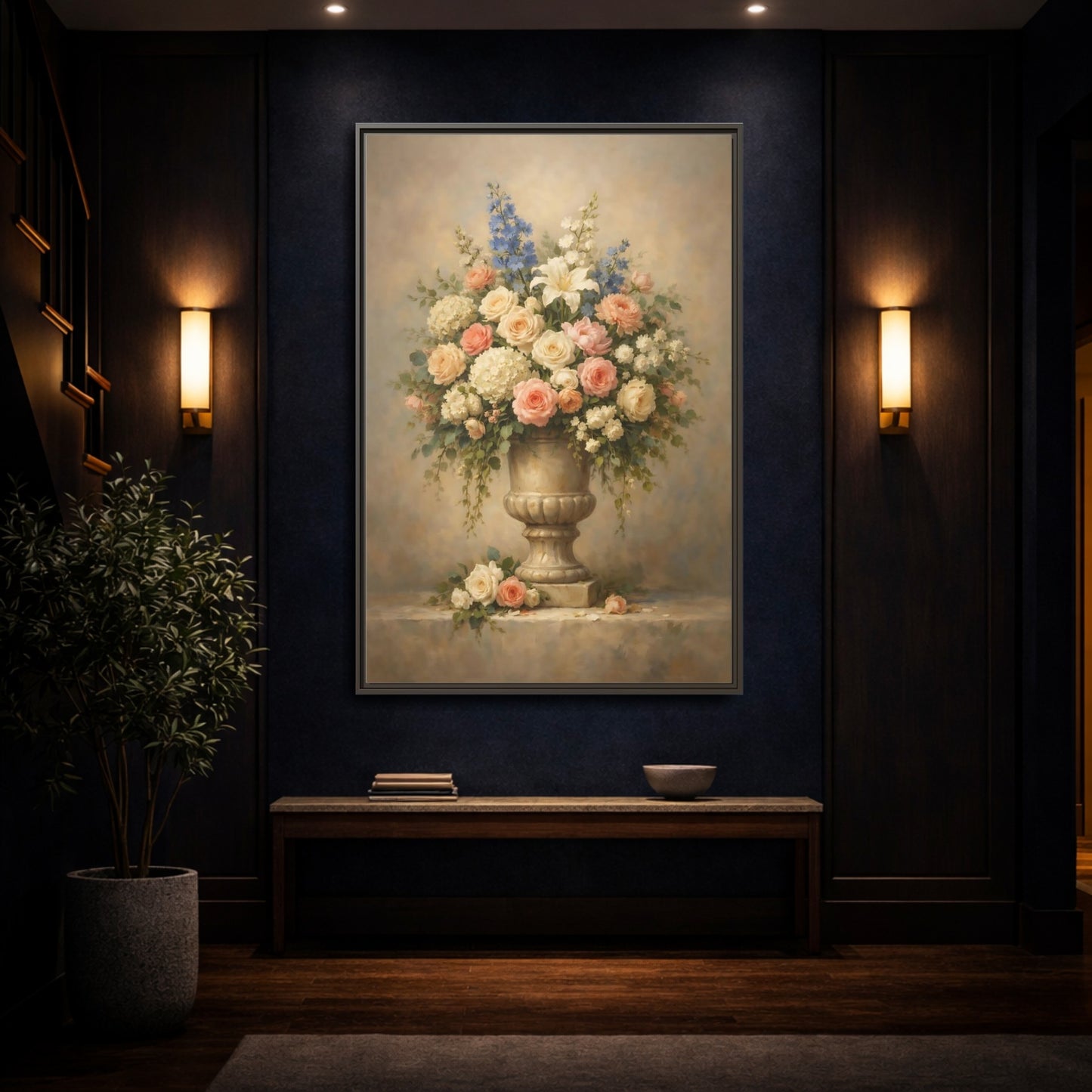 Mockup 3. Floral Floral Arrangement Pastel Floral shown as stretched canvas wall art
