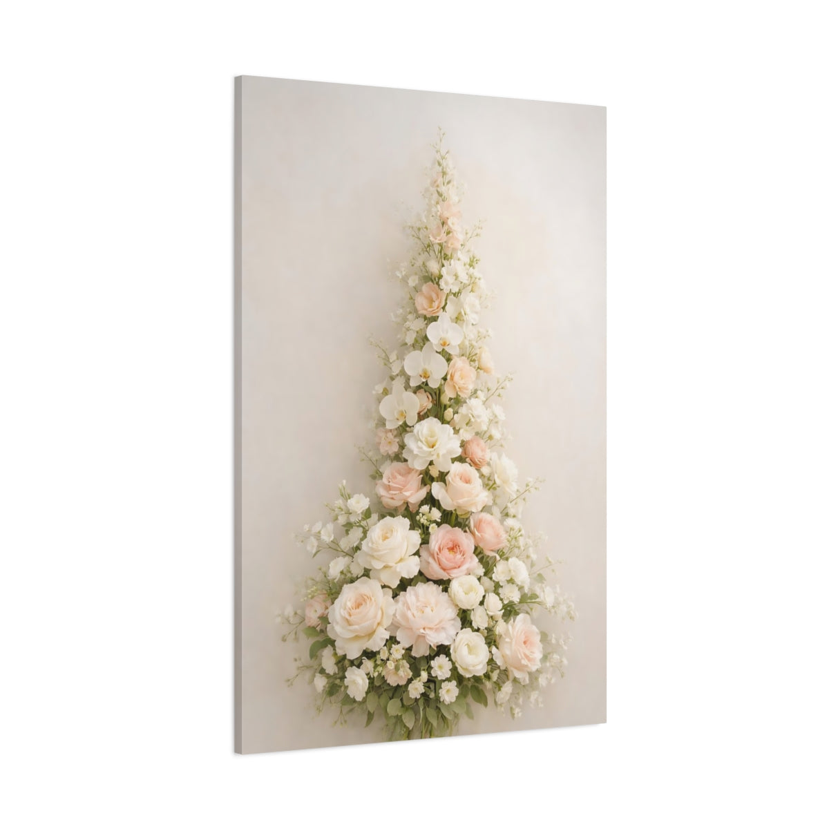 Main Mockup. Floral Floral Arrangement Pink And White Floral shown as stretched canvas wall art