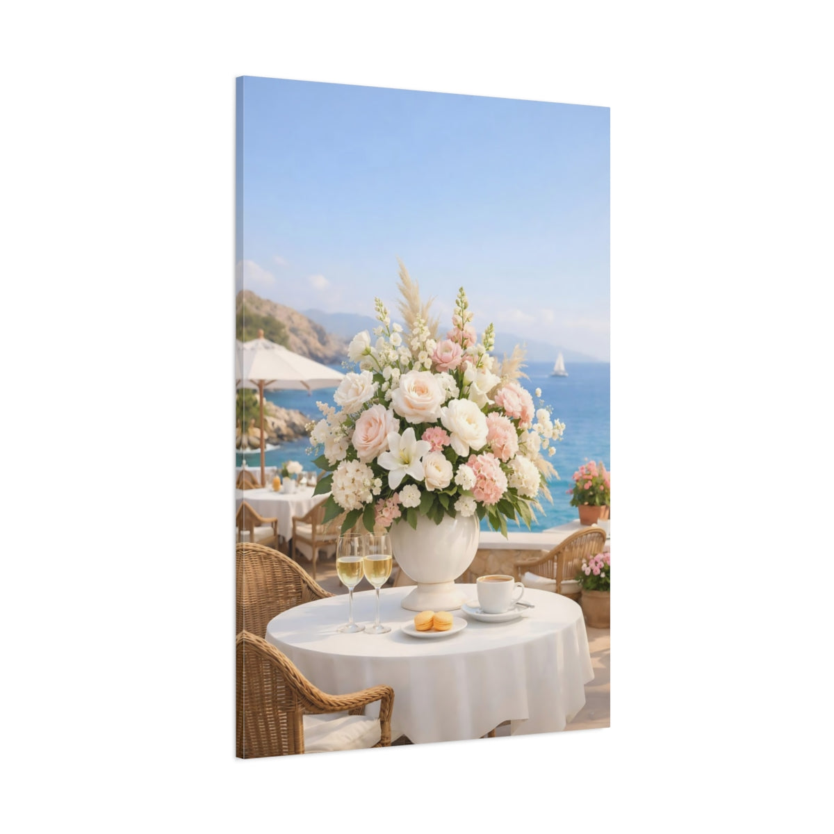 Floral Floral Arrangement Pink White Floral shown as stretched canvas wall art