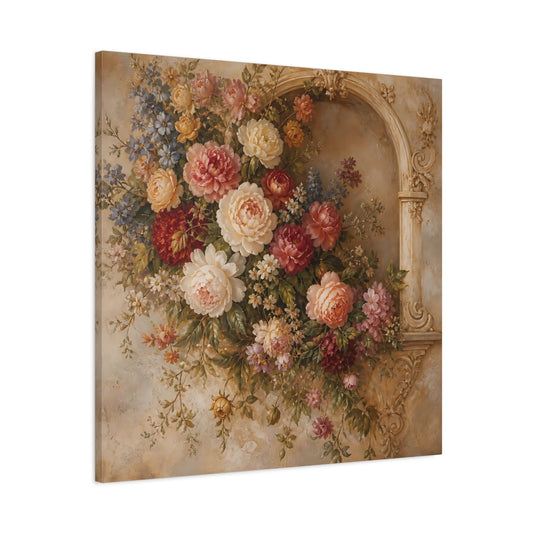 Main Mockup. Floral Floral Arrangement Vintage Floral Arch shown as stretched canvas wall art