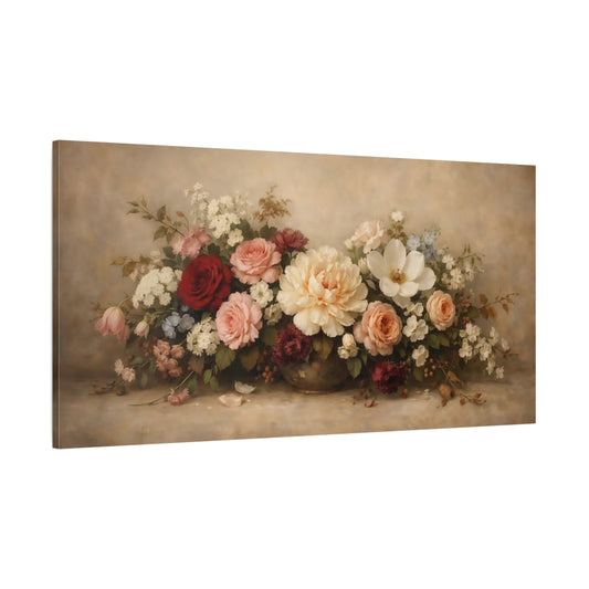Main Mockup. Floral Floral Arrangement Vintage Floral Bouquet shown as stretched canvas wall art