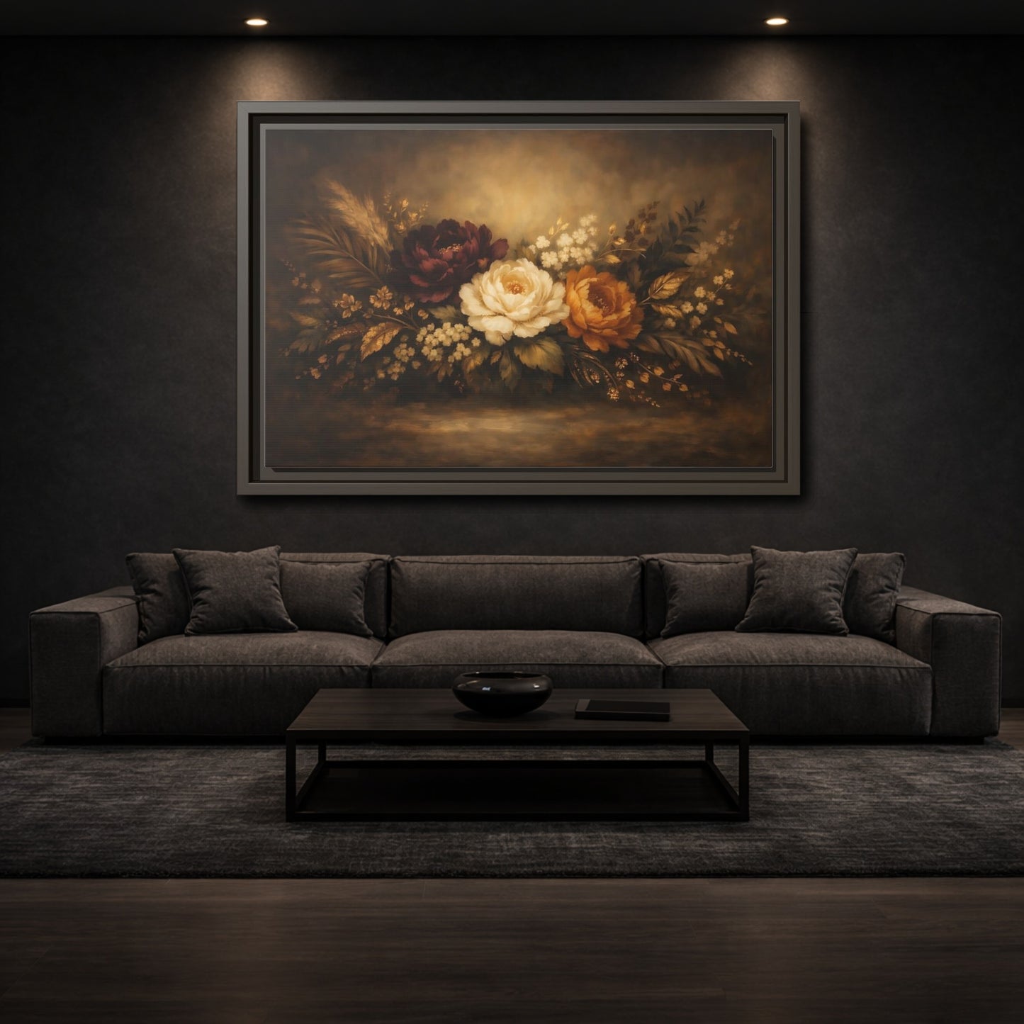Mockup 2. Floral Floral Arrangement Vintage Floral Bouquet shown as stretched canvas wall art