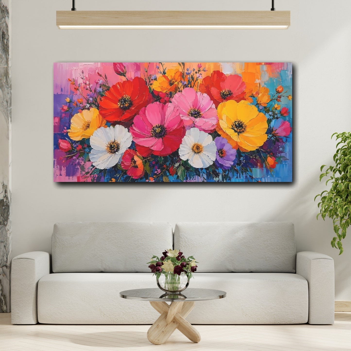 Mockup 3. Floral Floral Bouquet Abstract Floral shown as stretched canvas wall art