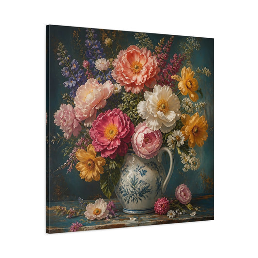 Main Mockup. Floral Floral Bouquet Colorful Floral Arrangement shown as stretched canvas wall art
