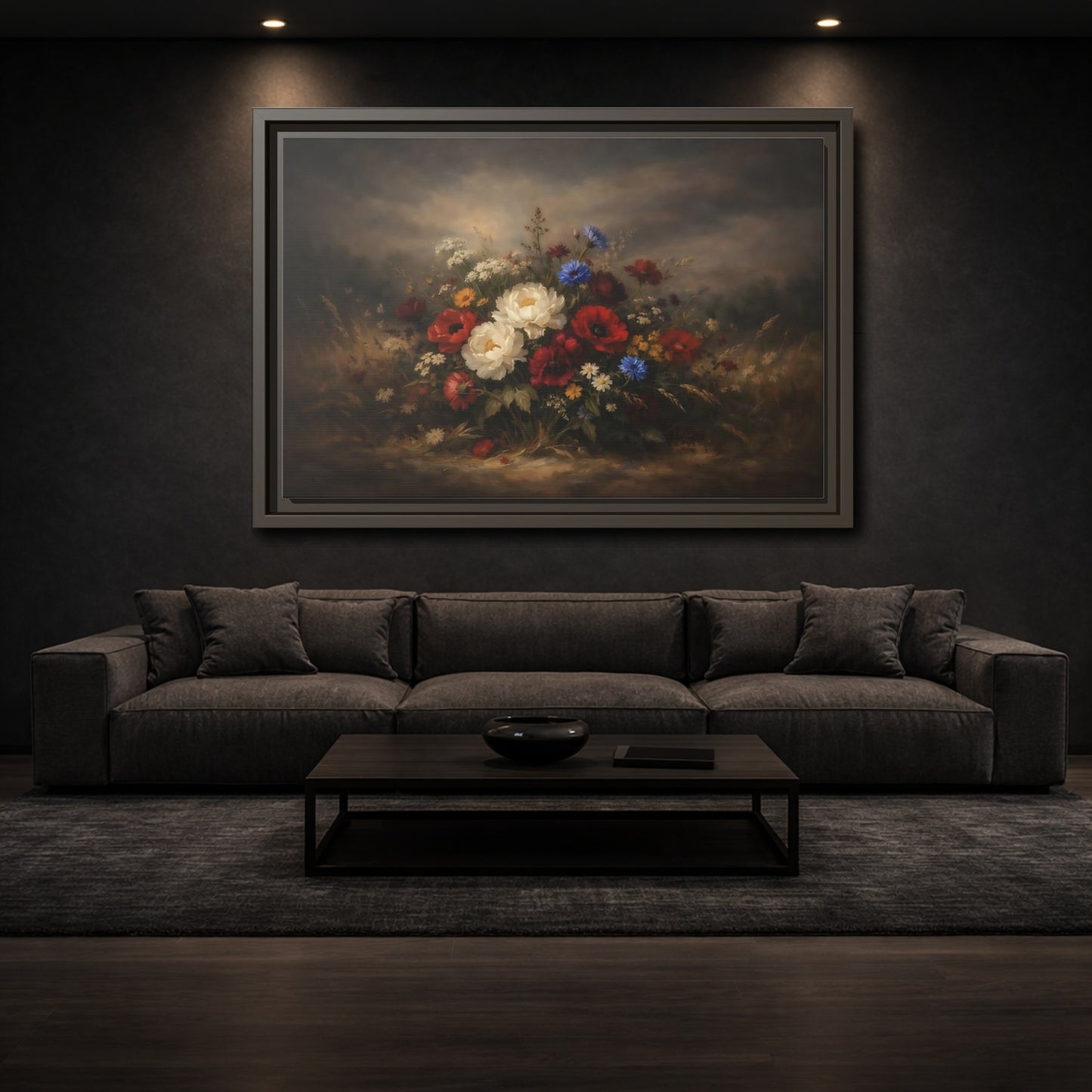 Mockup 2. Floral Floral Bouquet Colorful Floral Bouquet shown as stretched canvas wall art