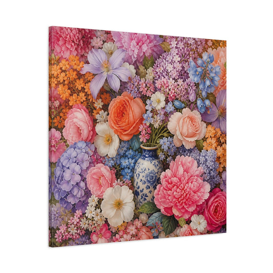Main Mockup. Floral Floral Bouquet Colorful Floral shown as stretched canvas wall art