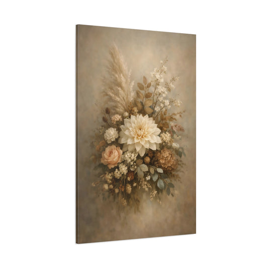 Main Mockup. Floral Floral Bouquet Muted Floral Bouquet shown as stretched canvas wall art