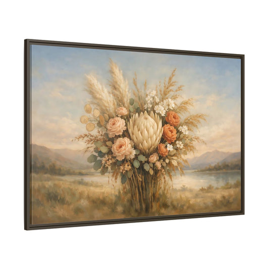 Main Mockup. Floral Floral Bouquet Muted Floral Bouquet shown as stretched canvas wall art
