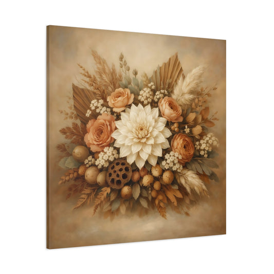 Main Mockup. Floral Floral Bouquet Neutral Floral Bouquet shown as stretched canvas wall art