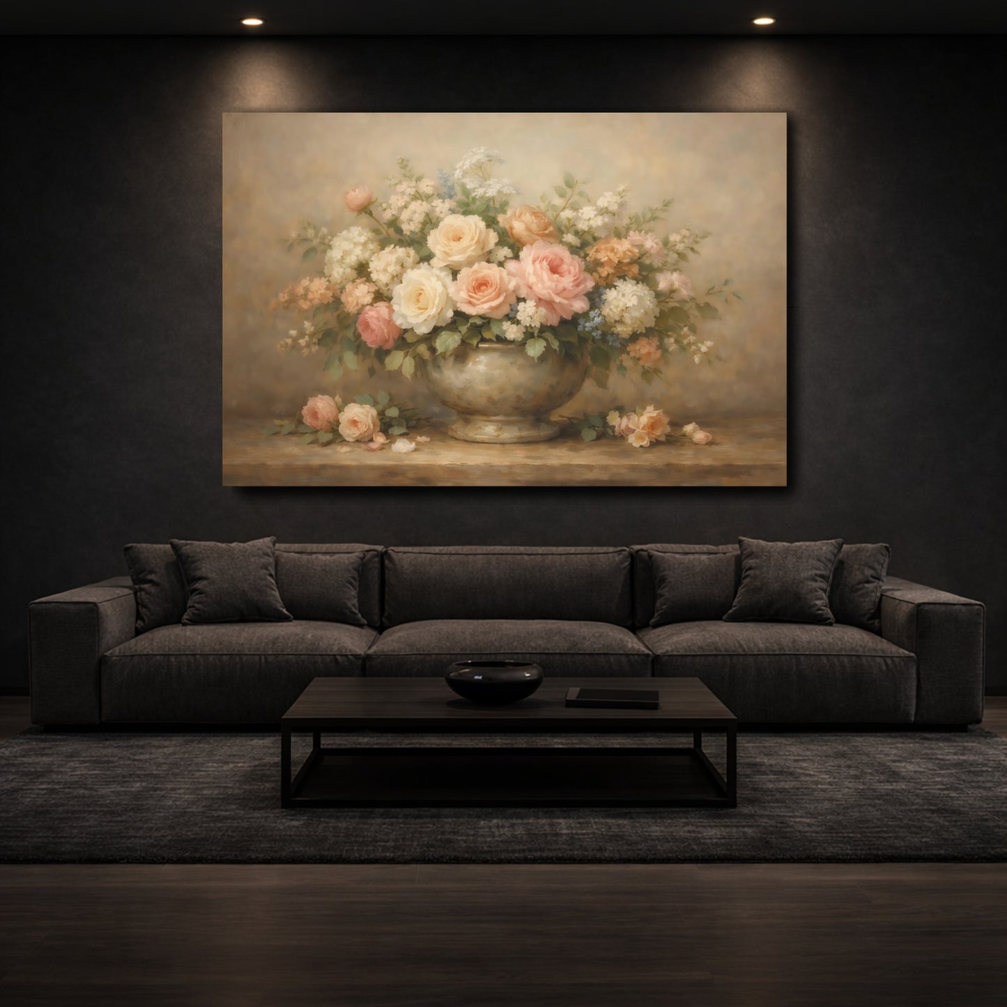 Mockup 2. Floral Floral Bouquet Pastel Floral Bouquet shown as stretched canvas wall art