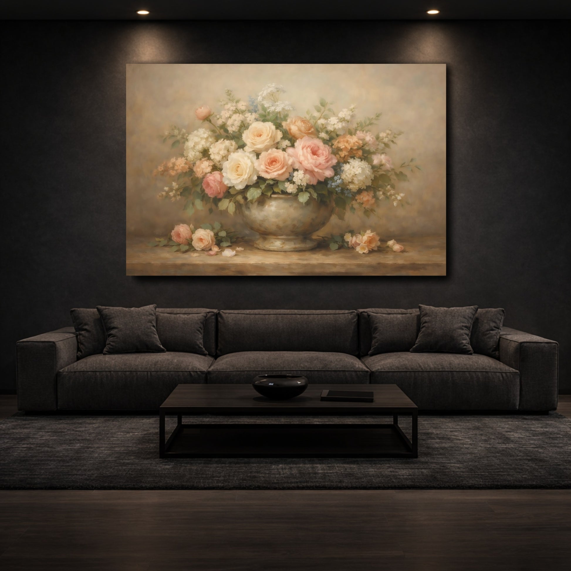 Mockup 2. Floral Floral Bouquet Pastel Floral Bouquet shown as stretched canvas wall art