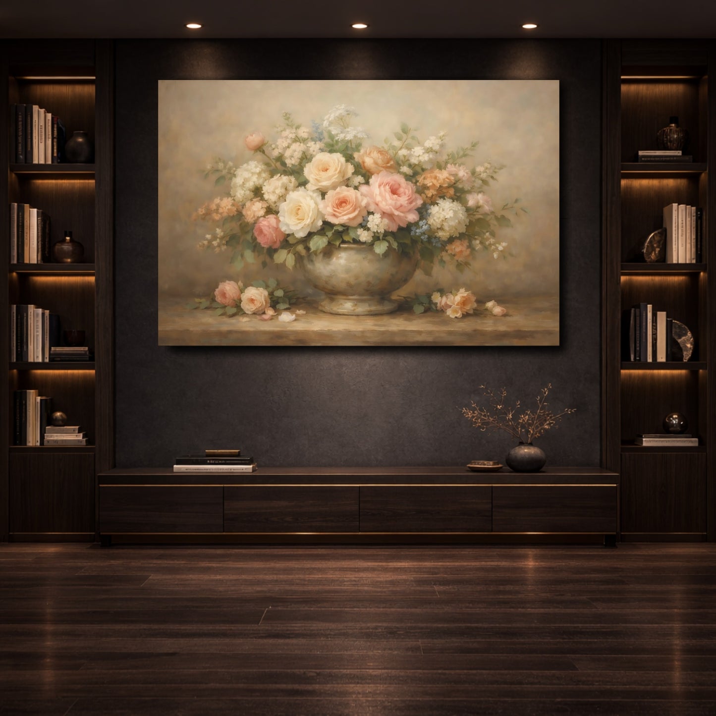 Mockup 3. Floral Floral Bouquet Pastel Floral Bouquet shown as stretched canvas wall art