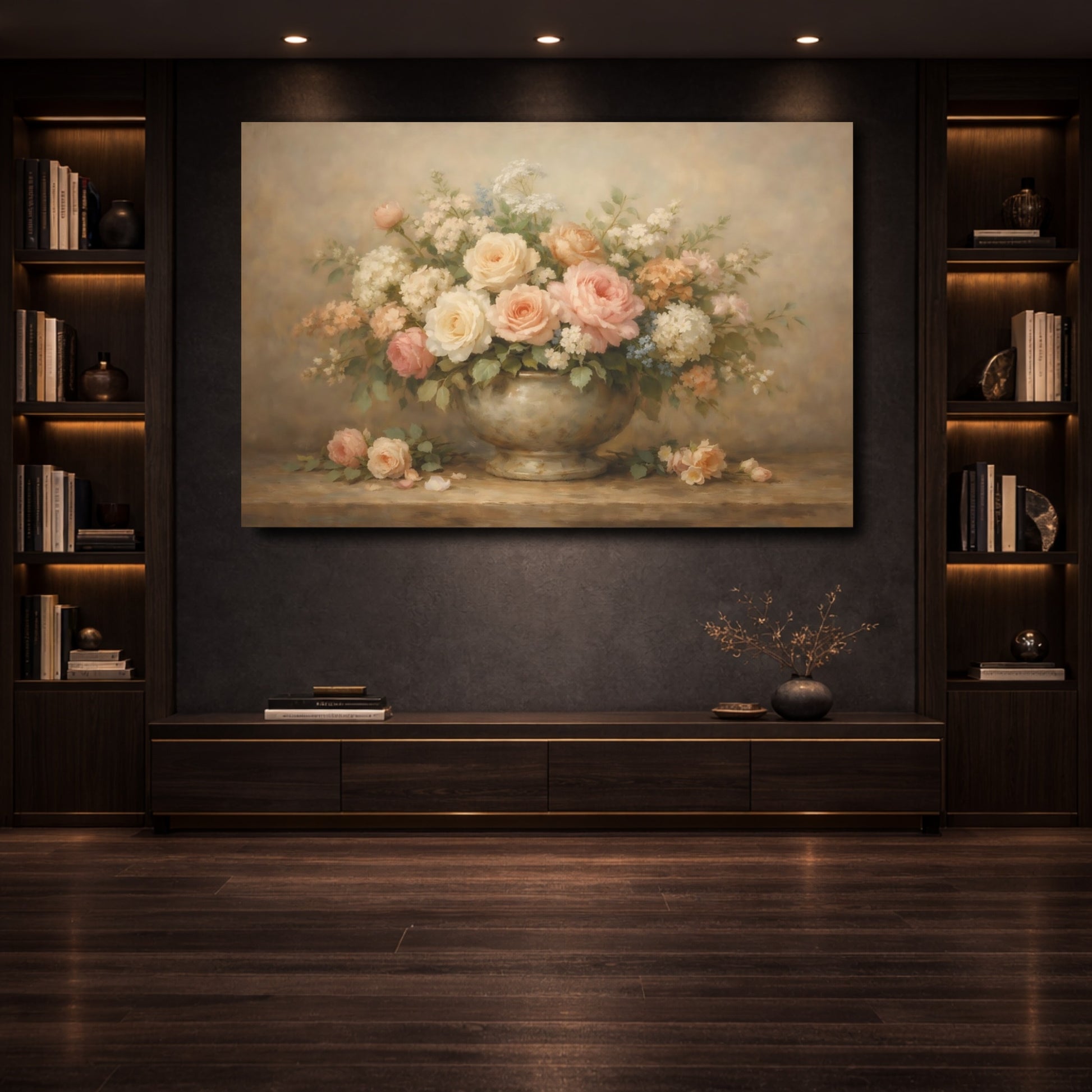 Mockup 3. Floral Floral Bouquet Pastel Floral Bouquet shown as stretched canvas wall art