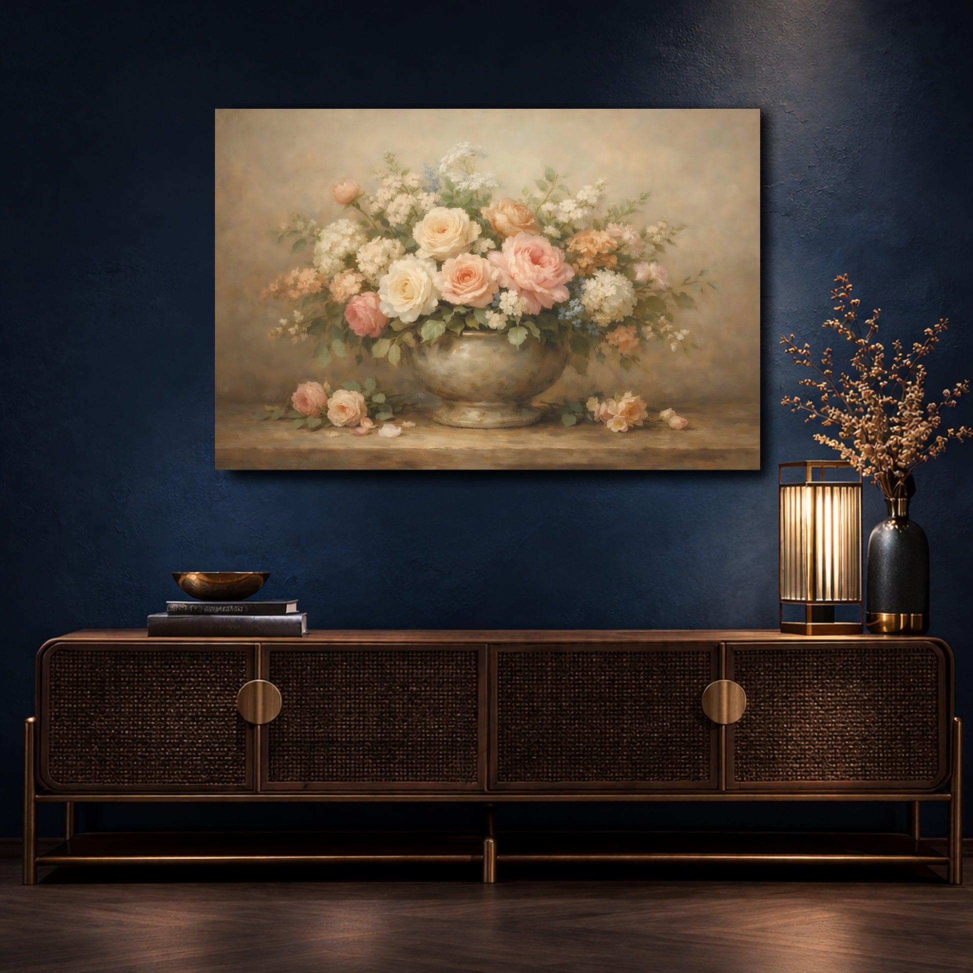 Mockup 4. Floral Floral Bouquet Pastel Floral Bouquet shown as stretched canvas wall art