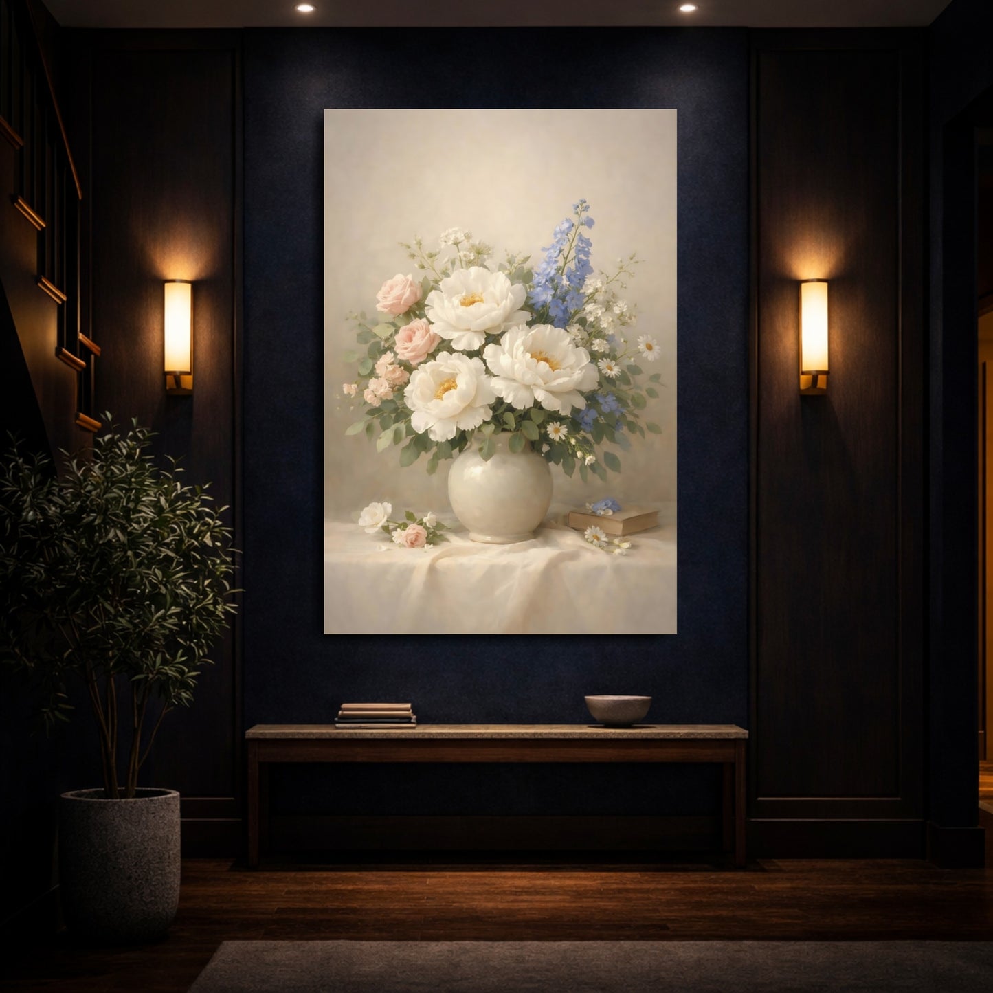 Mockup 3. Floral Floral Bouquet Soft Floral Bouquet shown as stretched canvas wall art