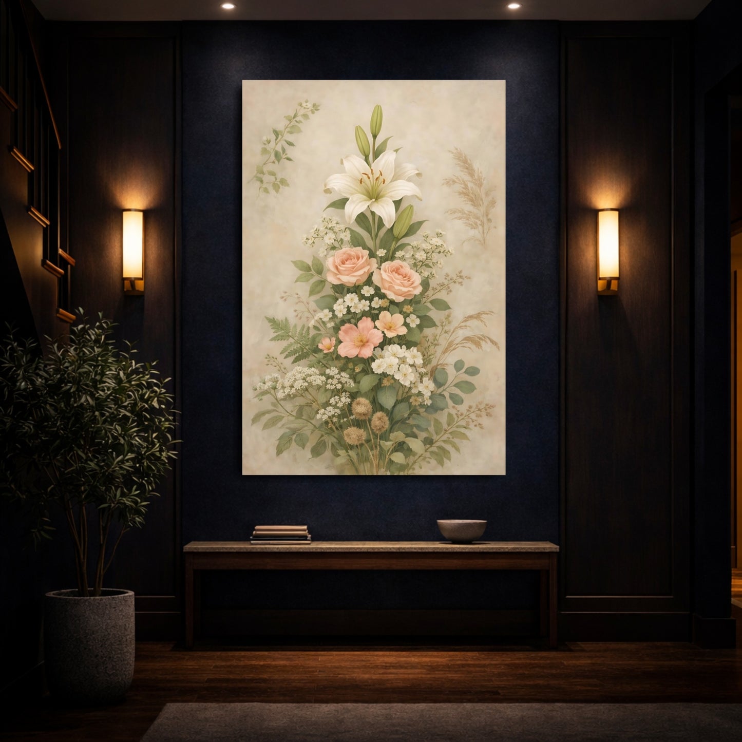 Floral Floral Bouquet Vintage Floral Bouquet shown as front canvas room wall art