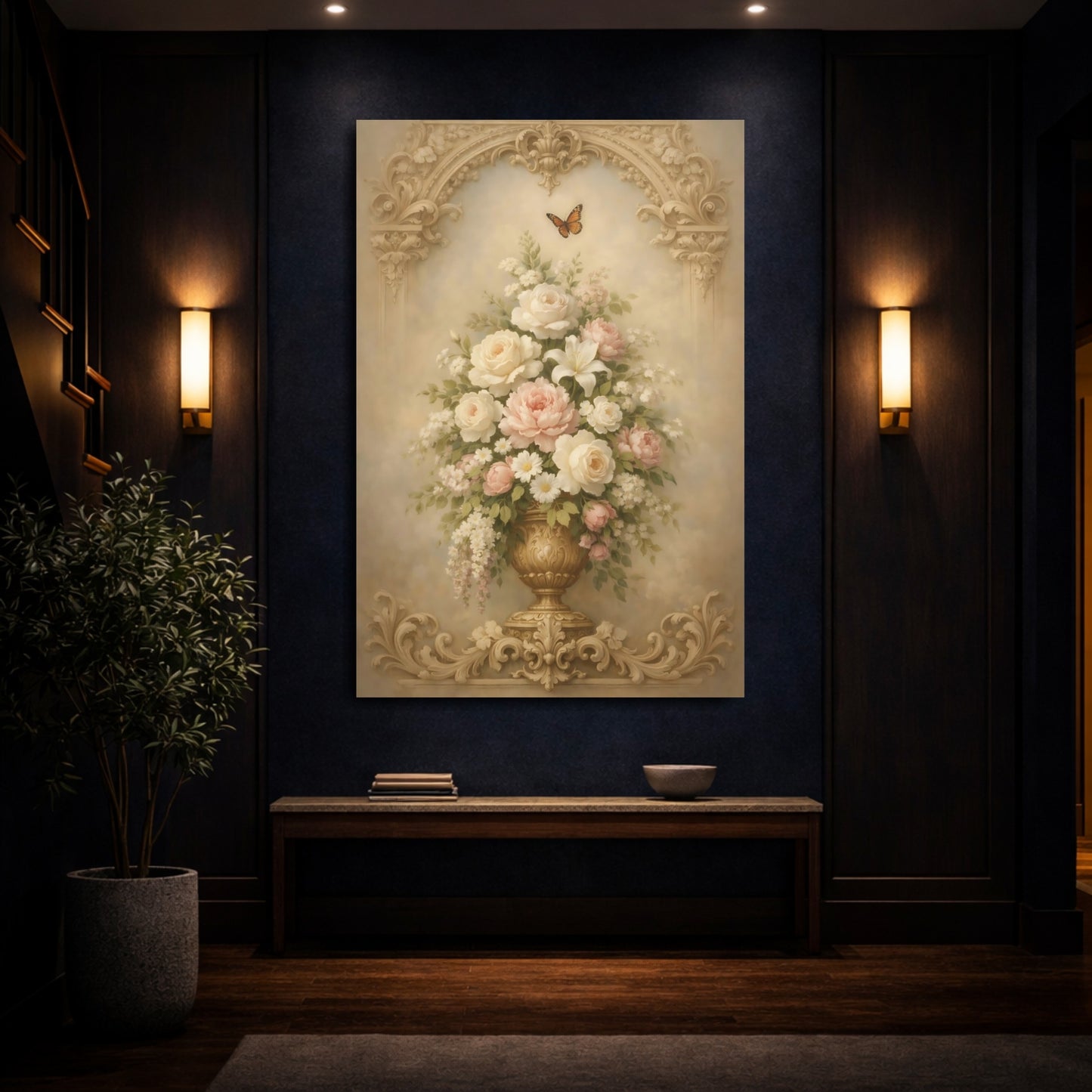 Mockup 3. Floral Floral Bouquet Vintage Floral Bouquet shown as stretched canvas wall art