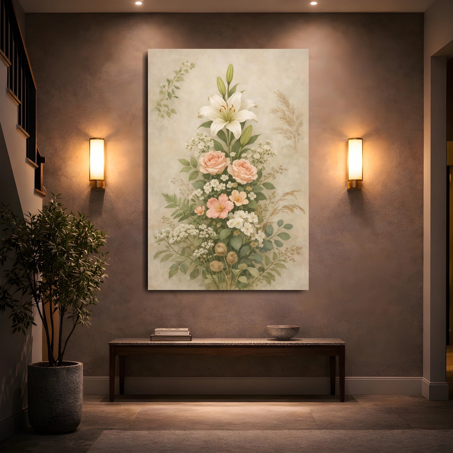 Floral Floral Bouquet Vintage Floral Bouquet shown as front canvas room wall art