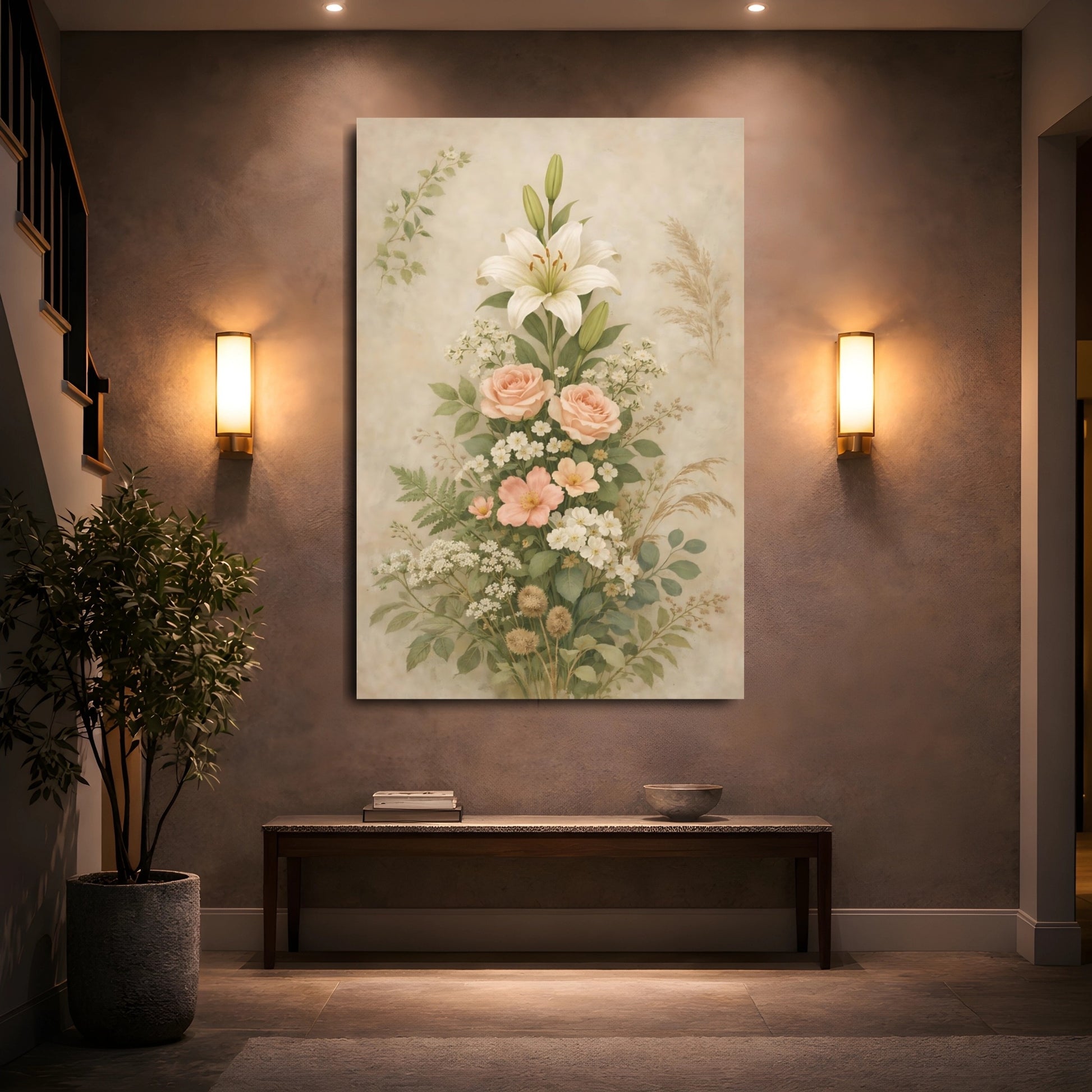 Floral Floral Bouquet Vintage Floral Bouquet shown as front canvas room wall art