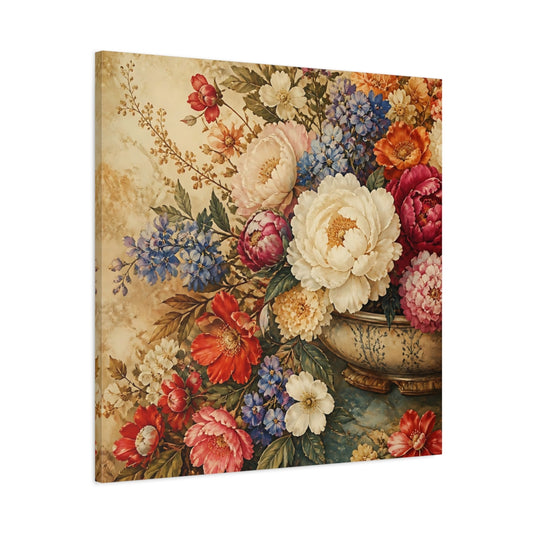 Main Mockup. Floral Floral Bouquet Vintage Floral shown as stretched canvas wall art