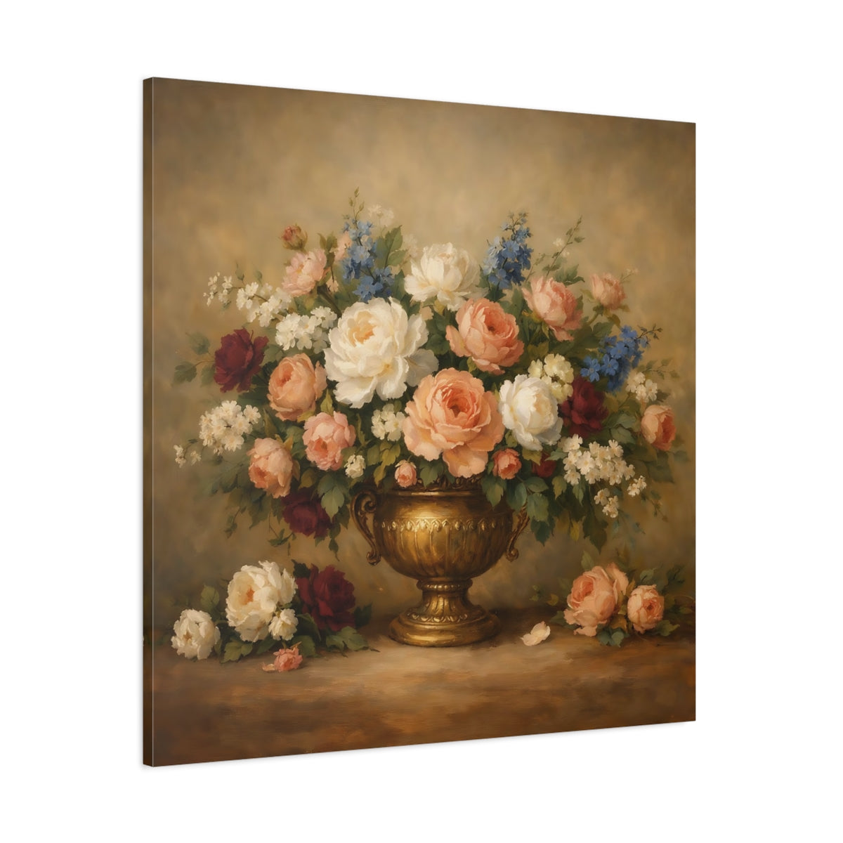 Main Mockup. Floral Floral Bouquet Vintage Floral Still Life shown as stretched canvas wall art