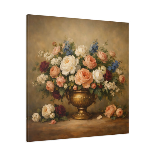 Main Mockup. Floral Floral Bouquet Vintage Floral Still Life shown as stretched canvas wall art