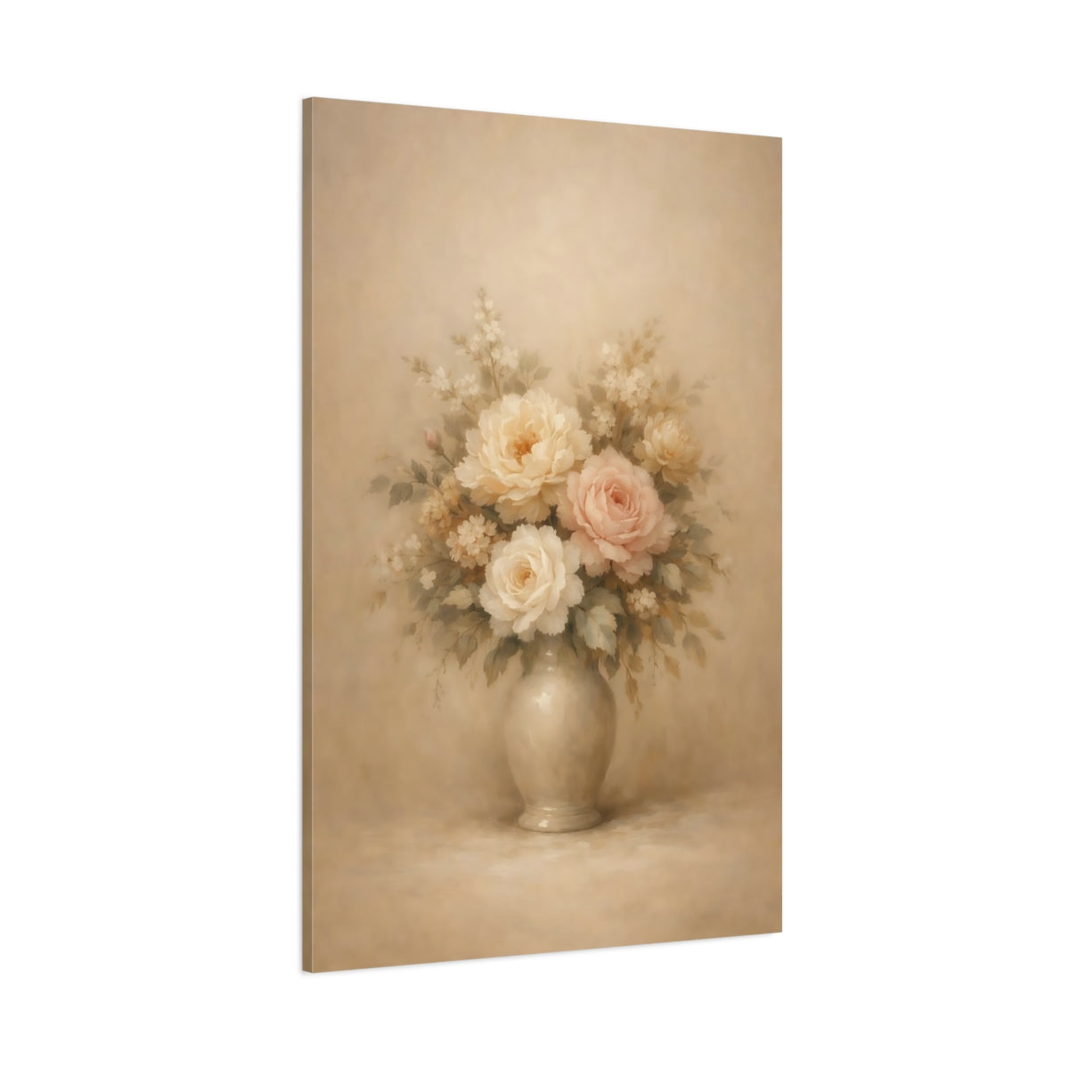 Main Mockup. Floral Floral Bouquet Vintage Pastel Floral shown as stretched canvas wall art