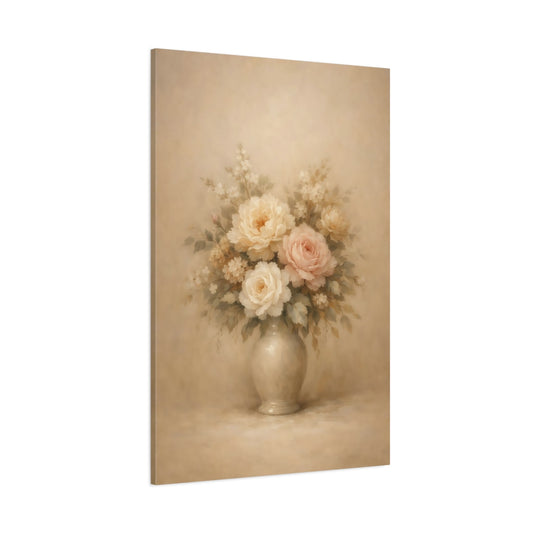 Main Mockup. Floral Floral Bouquet Vintage Pastel Floral shown as stretched canvas wall art