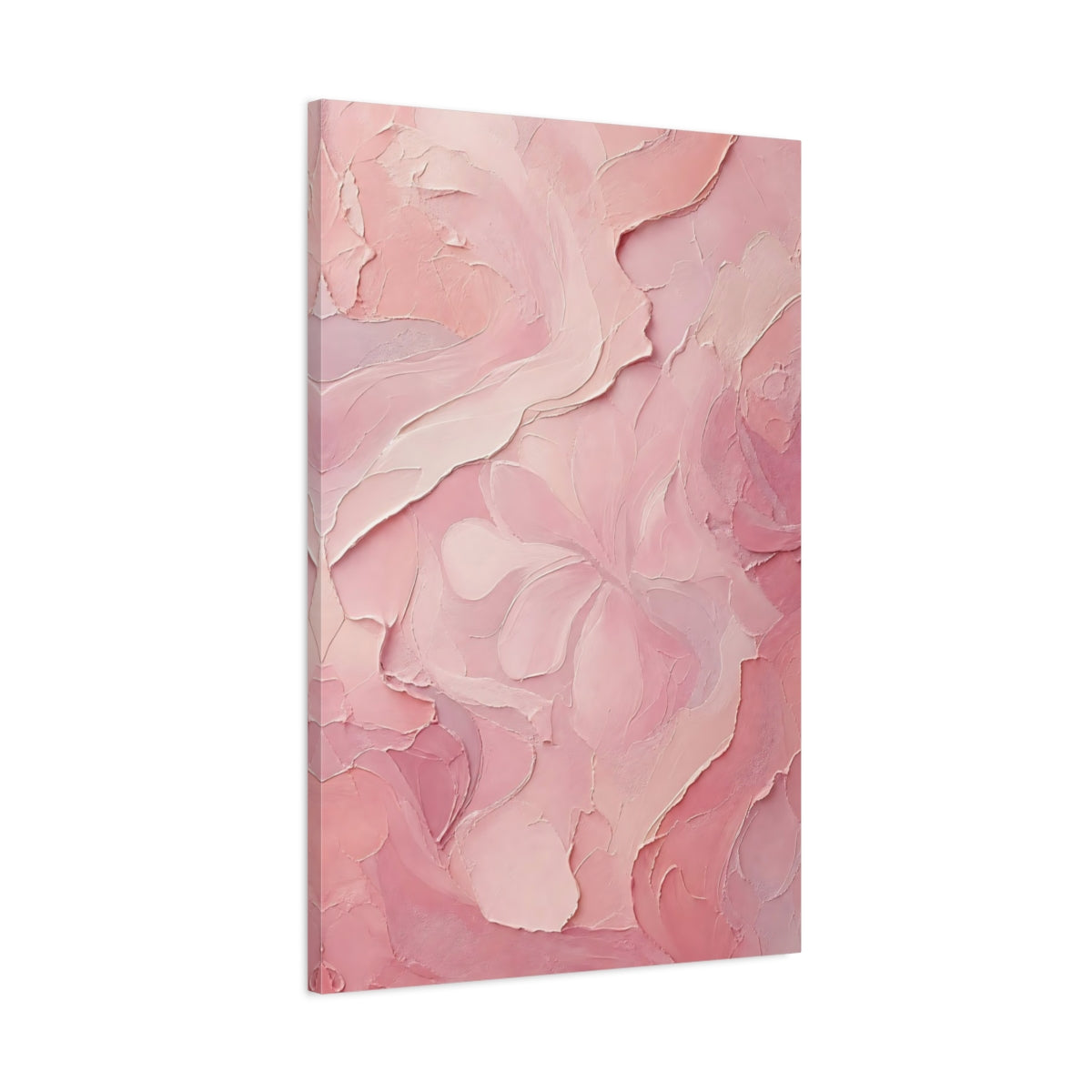 Main Mockup. Floral Floral Texture Pink Floral Abstract shown as stretched canvas wall art