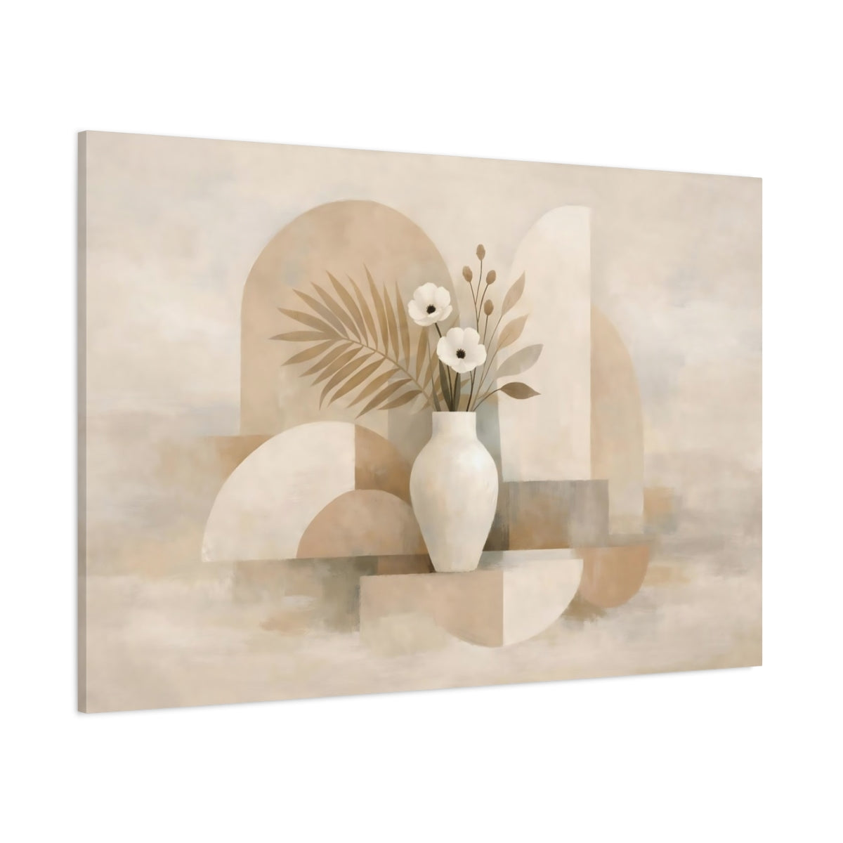 Floral Floral Vase Beige Floral shown as stretched canvas wall art