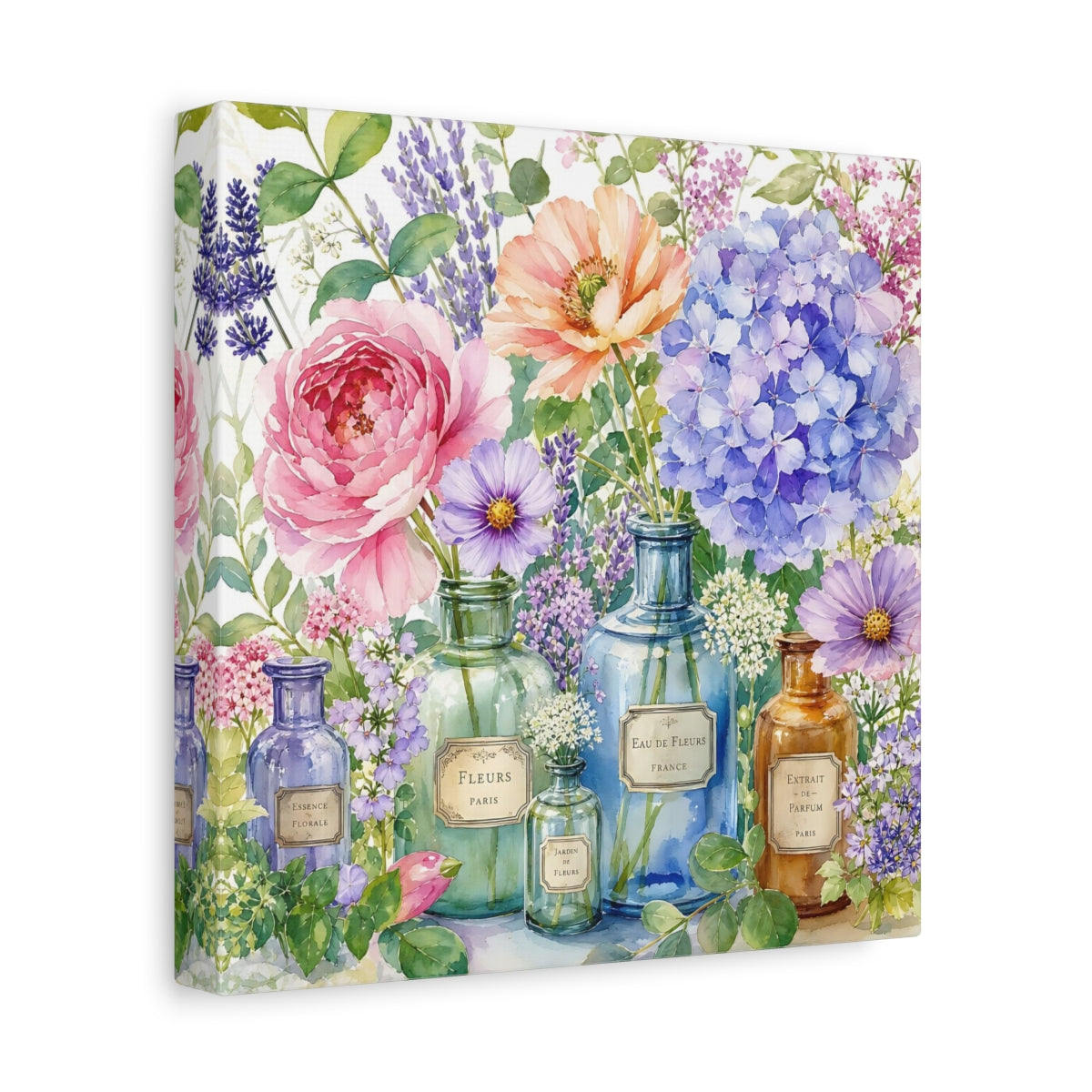 Side Mockup 9. Floral Flower Arrangement Colorful Floral Arrangement shown as stretched canvas wall art